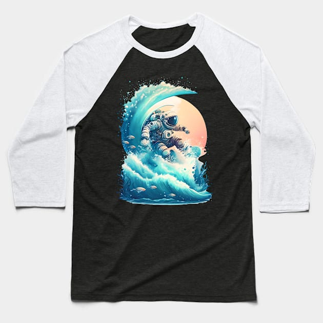 Surfing in The Middle of the Space Baseball T-Shirt by vamarik